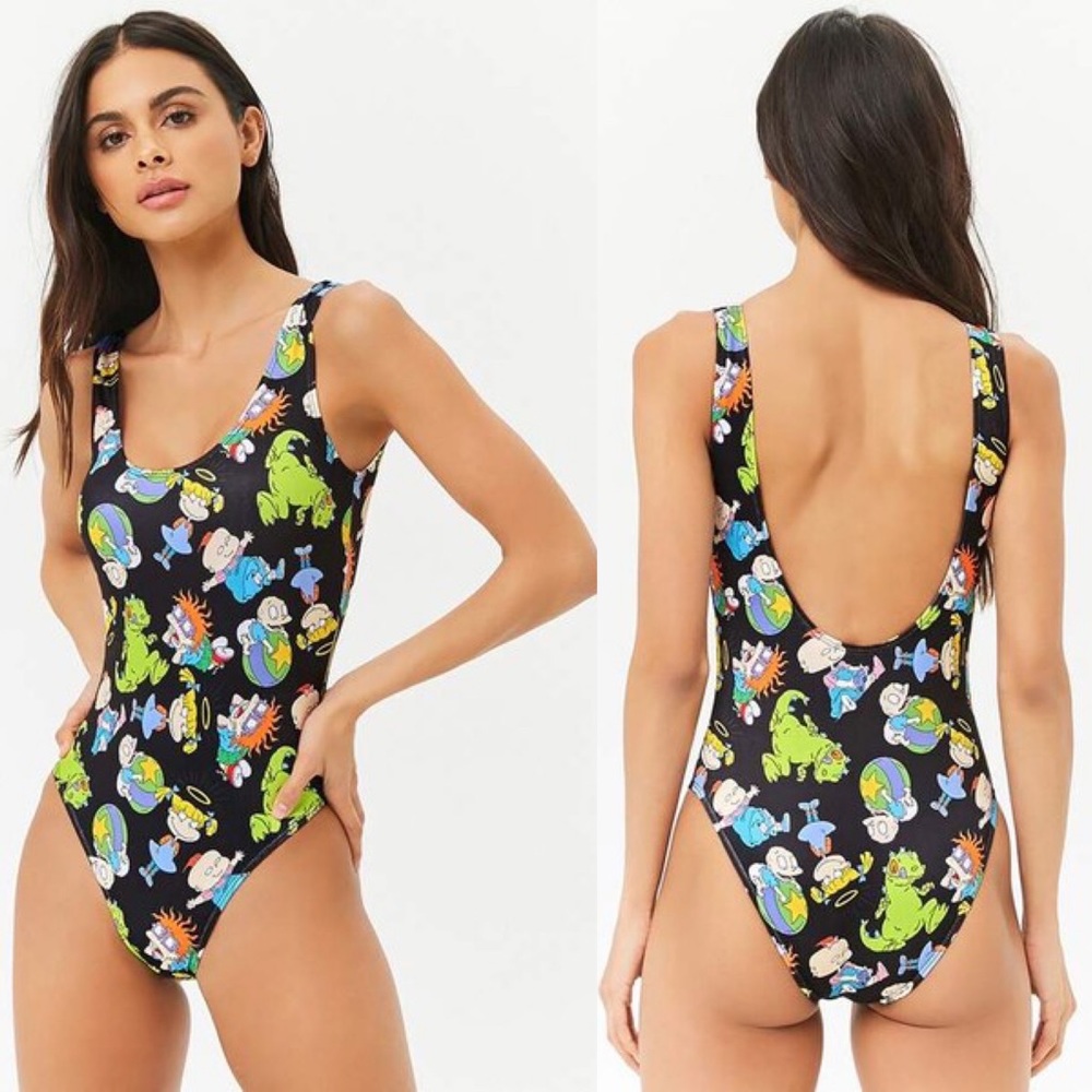 Nickelodeon Rugrats One Piece Bathing Suit Swimsuit Reptar 2000s TV Show Y2K